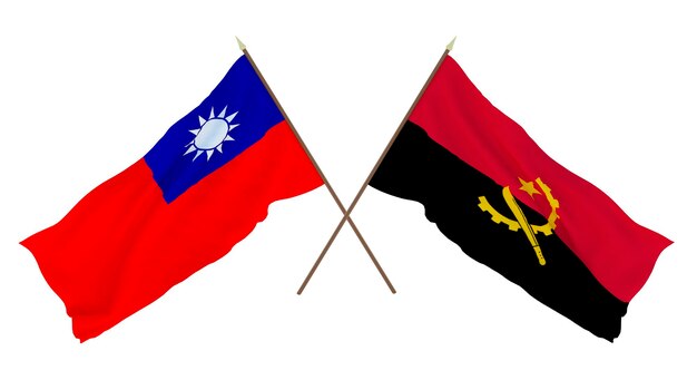 Background 3D render for designers illustrators National Independence Day Flags Taiwan and Angola