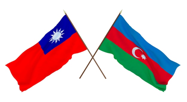 Фоновый 3D-рендеринг для дизайнеров-иллюстраторов Флаги Дня национальной независимости Тайваня и Азербайджана