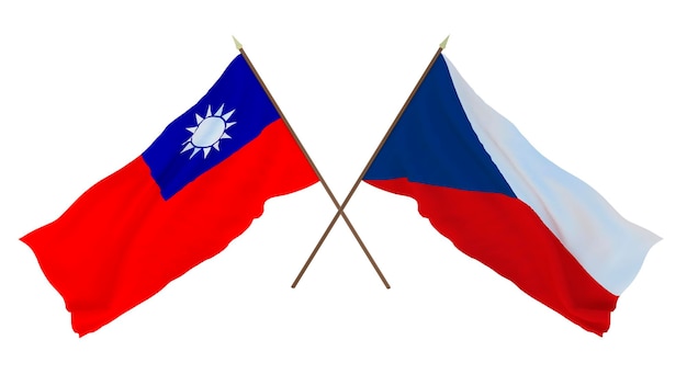 Background 3D render for designers illustrators National Independence Day Flags Taiwan and Czech Republic