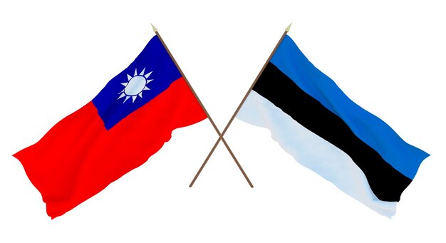 Background 3D render for designers illustrators National Independence Day Flags Taiwan and Estonia