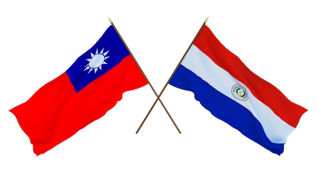 Фоновый 3D-рендеринг для дизайнеров-иллюстраторов Флаги Дня национальной независимости Тайваня и Парагвая