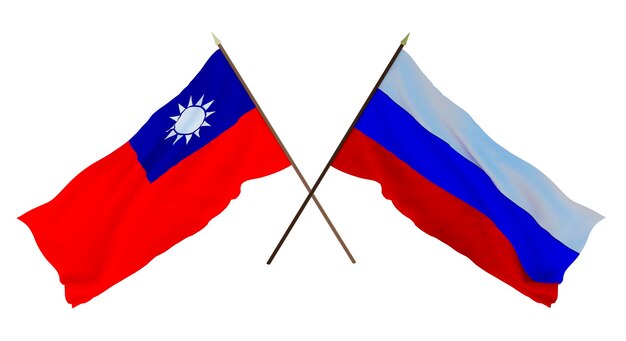 Background 3D render for designers illustrators National Independence Day Flags Taiwan and Russia