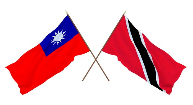 Background 3D render for designers illustrators National Independence Day Flags Taiwan and Trinidad and Tobago