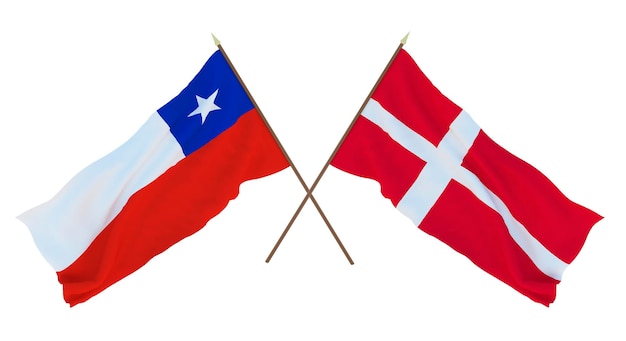사진 디자이너 일러스트레이터를 위한 배경 3d 렌더링 국가 독립 기념일 플래그 칠리 및 덴마크