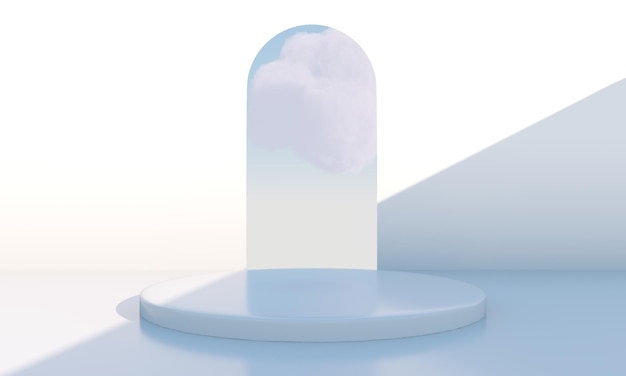 Background 3d rendering with podium and minimal cloud scene minimal product display background 3d rendered