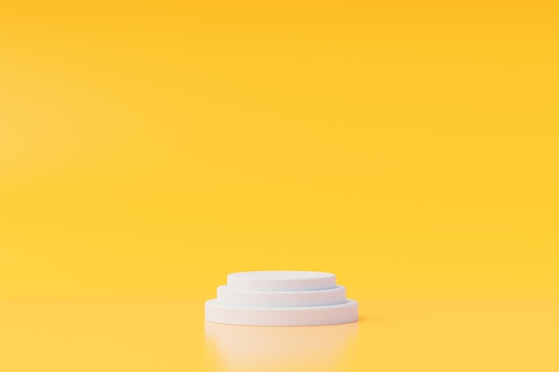 Background 3d yellow color scene with podium minimal product display mock up scene and geometric shape object 3D Rendering