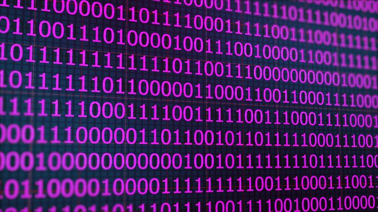 Photo background of abstract binary software programming code fragments that are random data technology