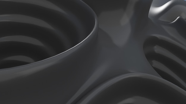 Photo background of abstract black curved shapes3d rendering