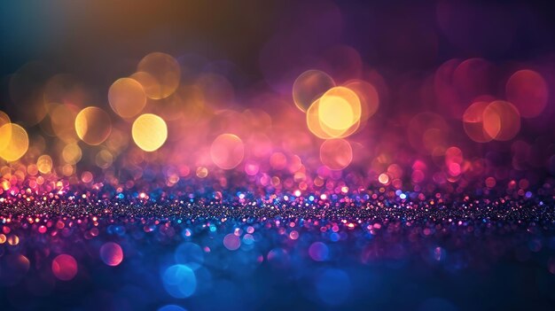 Photo background of abstract glitter lights bokeh blured blue gold and black de focused banner background