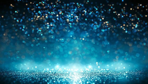 background of abstract glitter lights gold blue and black de focused