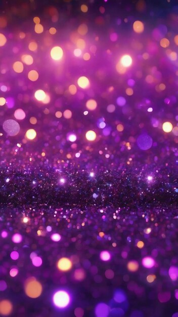 Background of abstract glitter lights purple and blue de focused
