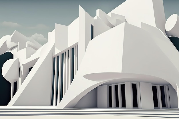抽象的な近代的な白い建築図の背景