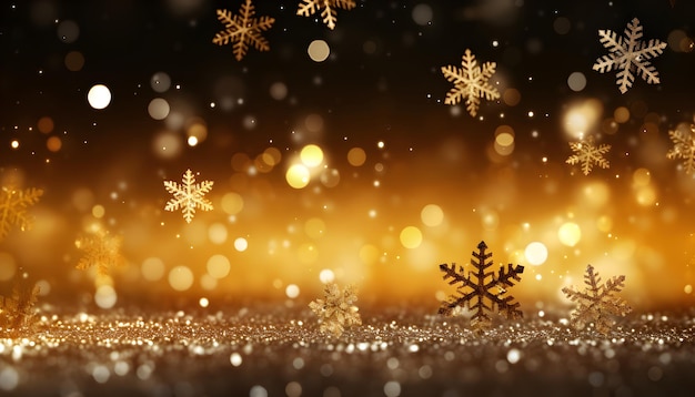 A background adorned with golden snowflakes