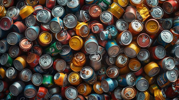 Background of aluminum metal recycling crushed can waste Well compress and bale the waste from beer cans Recycling concept Generative AI