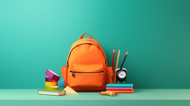 background back to school backpack in the style of 3d sculpture on a smooth solid background