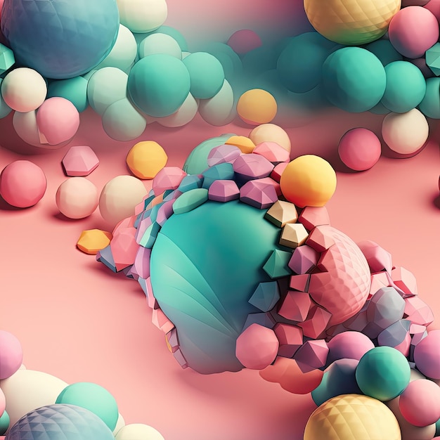 Background of balloons of different sizes in pastel colors