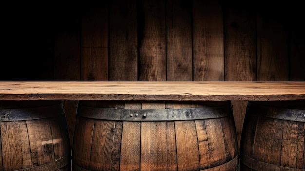 background of barrel and worn old table of wood