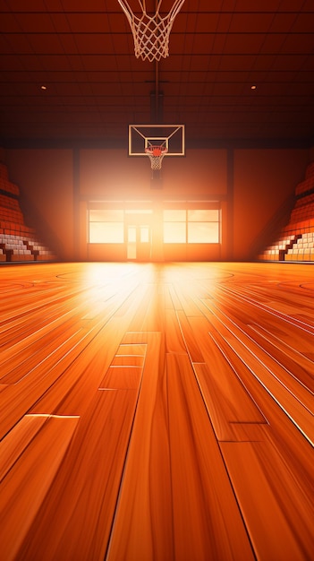 Foto sfondio del tema del basket con palla e palestra