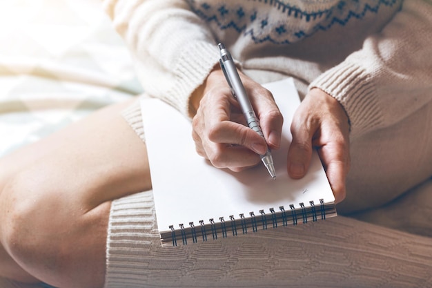 Background - beautiful cozy morning and and the girl is planning her day