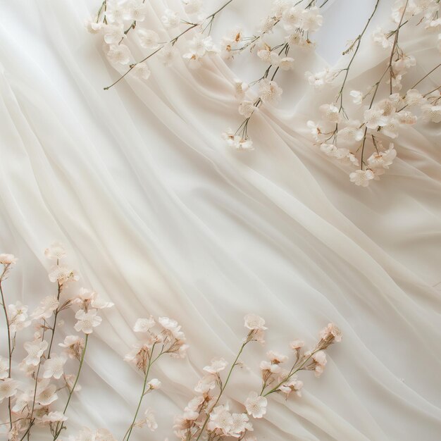 Photo background for beauty products made of silk fabrics flowers and shadows