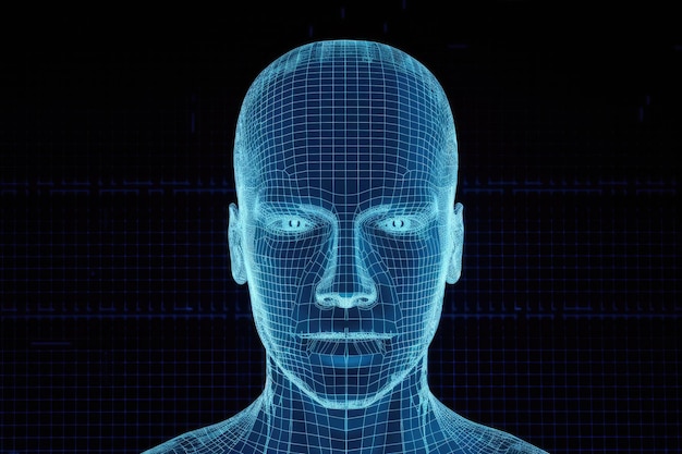 ロボットと人工知能を備えたバイナリ コード ハッカー サイボーグの背景