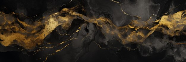 Background black marble with gold banner