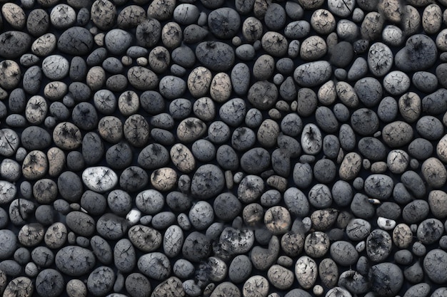 Background of black pebbles Texture of stones Close up