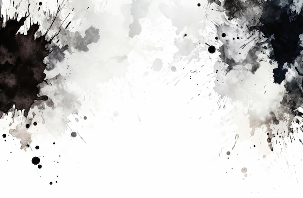 Photo background of black and white ink splatters in the style of artists frame