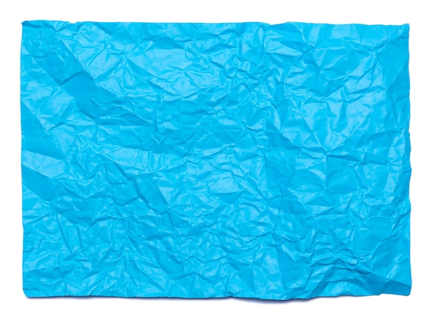 Background of blue crumpled sheet of paper