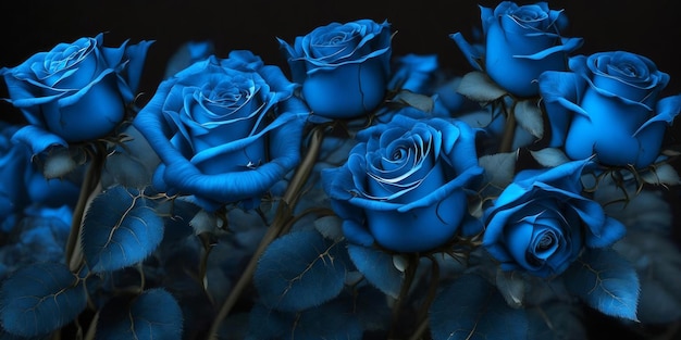 Background of blue roses closeup