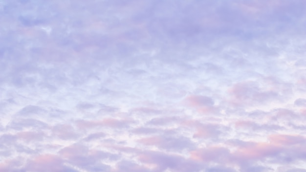 Photo background of blue sky with pale pink clouds in sunset