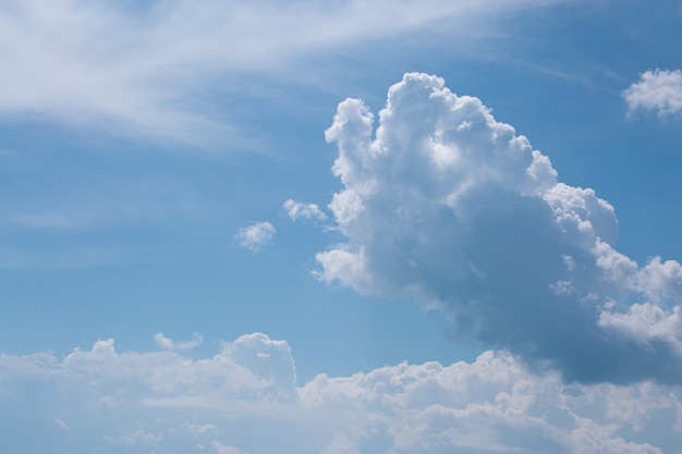 The background of blue sky with white cumulus clouds