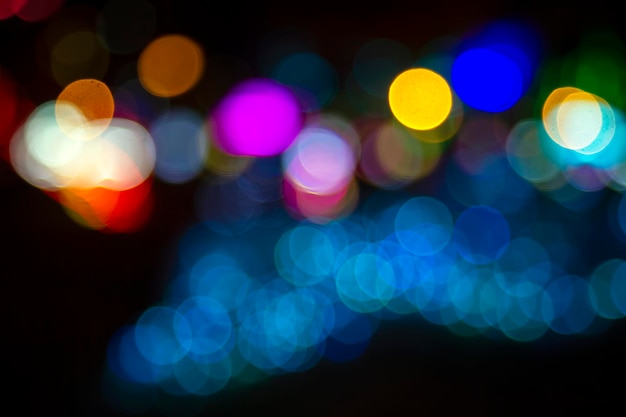 Background blurred abstraction of colored lanterns and decorations. bokeh texture of street colored lights