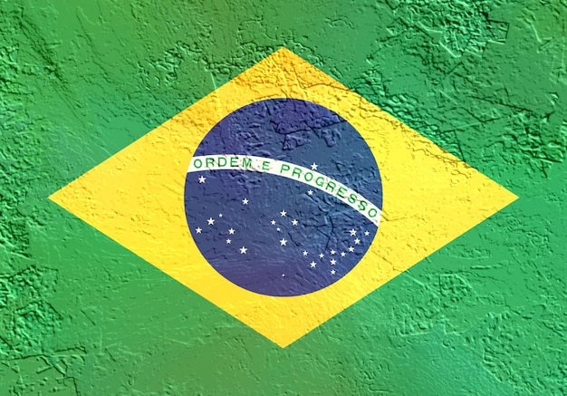 background of brazil flag on rough concrete surface