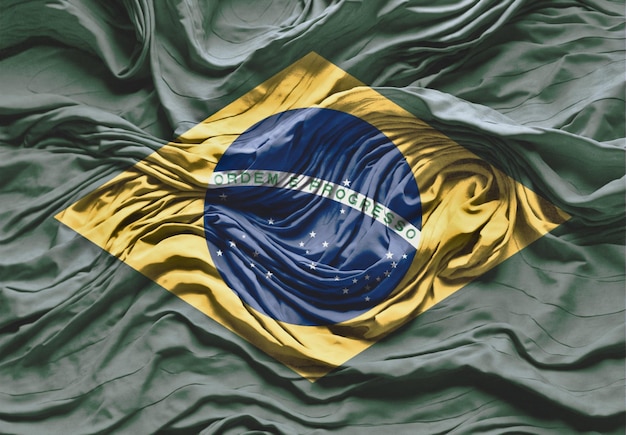 background of brazil in wavy fabric