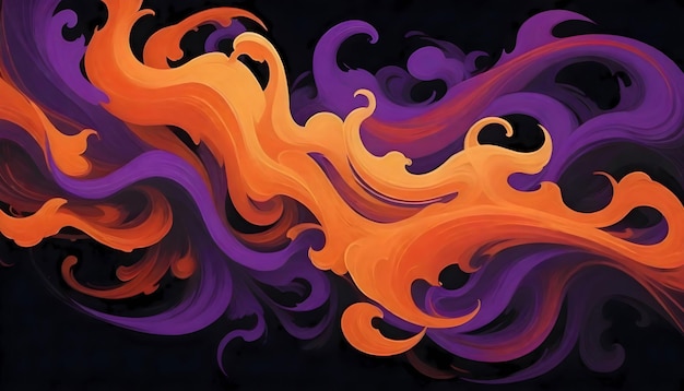 background bright flames swirls in shades of orange and purple