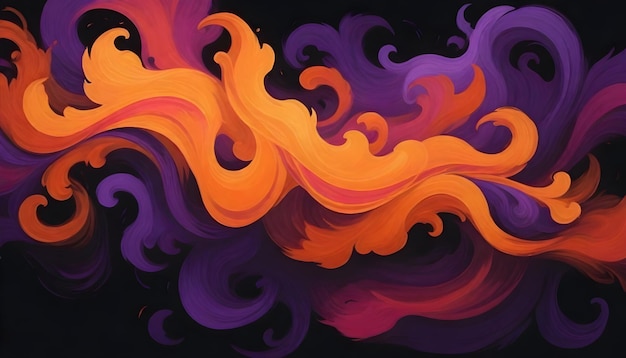 background bright flames swirls in shades of orange and purple