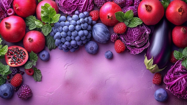 Background bright fruits and vegetables apples grapes eggplant figs blackberry background Copy space