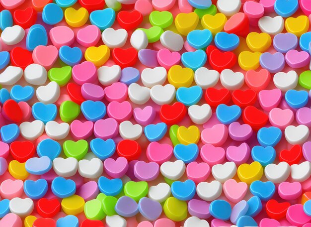 Background of bright multicolored hearts