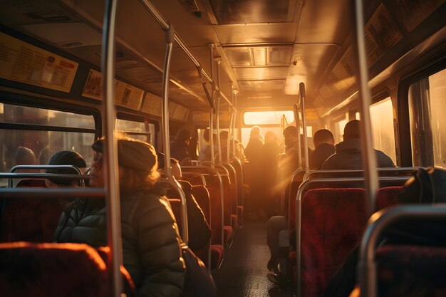 Автобус внутри с людьми