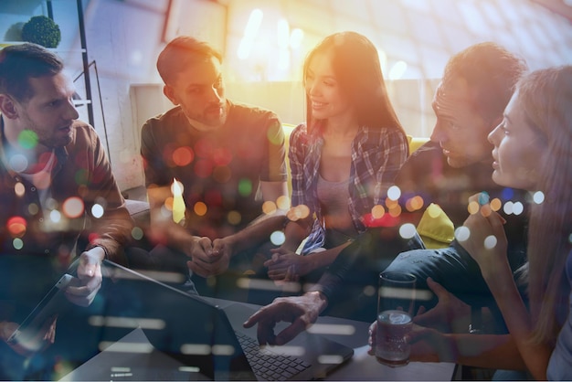 Photo background of business people that work during night