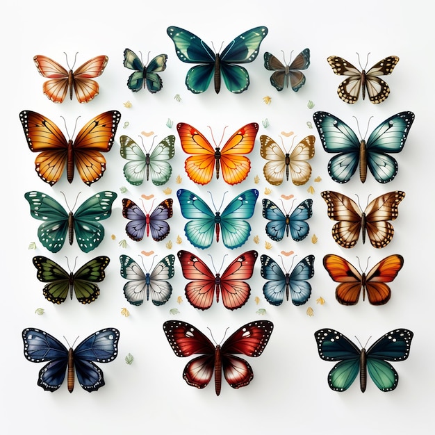Background of Butterflies with Different Colors