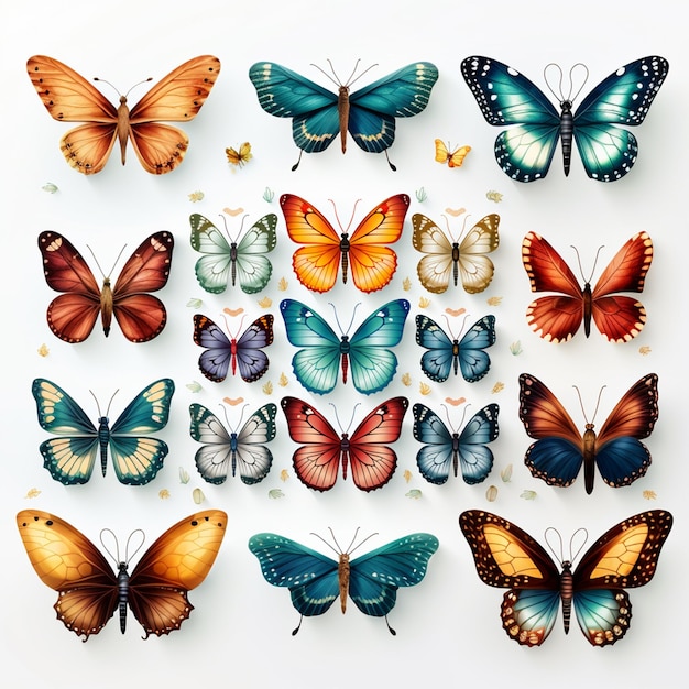 Background of Butterflies with Different Colors