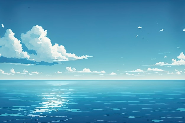 잔잔한 바다 바다와 푸른 하늘의 배경