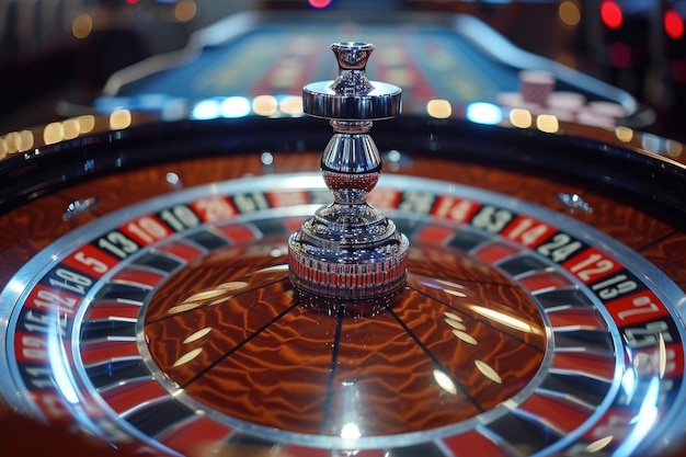 Foto lo sfondo di una ruota della roulette del casinò generative ai