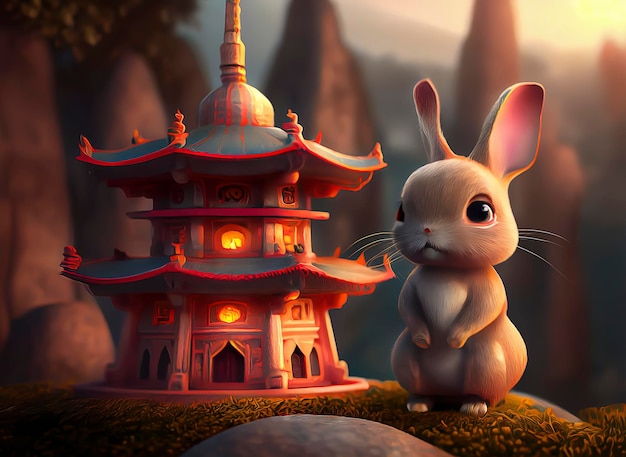 Background chinese zodiac symbol for the year 2023 of the rabbit