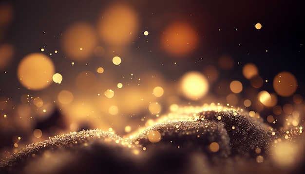 Background for Christmas with snow and bokeh lights