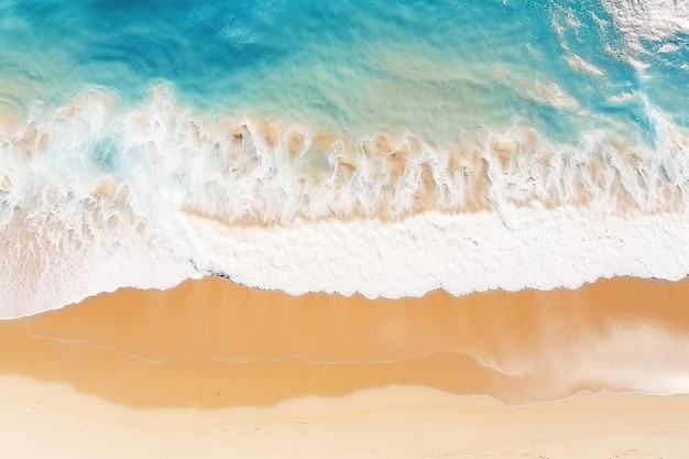 Background of clear ocean breaks on the shore Aerial view