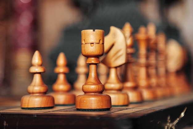 Background closeup chess pieces on chessboard game Concept for ideas competition and strategy business success concept business competition planning teamwork strategic Wallpaper copy space