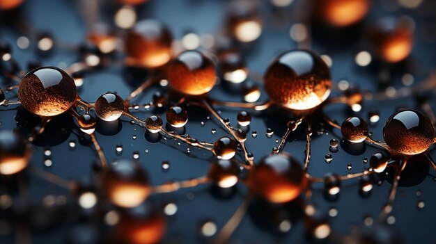 Фото Фон паутина с каплями дождя теплые оттенки темный фон макрофотография абстрактный фон